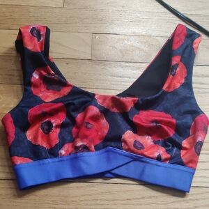 JoyLab Red and Blue Floral Sports Bra